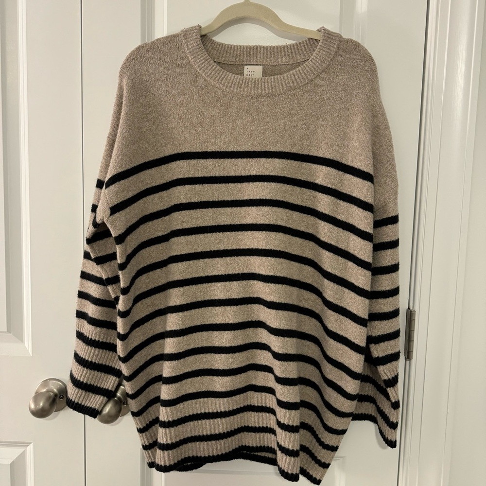 A New Day by Target black and tan striped crewneck sweater